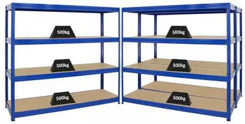 Proregal DINO 3er-Set Schwerlastregal 4 Ebenen 180x180x60cm 500kg Blau (PR_MRK16-18)