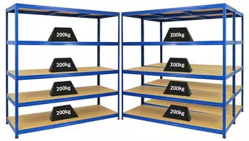 Proregal Giant Elephant 3er-Set Schwerlastregal 5 Ebenen 200kg Blau 180x180x60cm (MRK29-10)