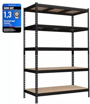 Songmics Schwerlastregal 5 Ablagen 60x120x180cm 875kg schwarz (GLR600B01)