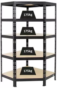 Proregal Tiger Eckregal 180x90x45cm Fachlast 175kg Schwarz (RT8-02)