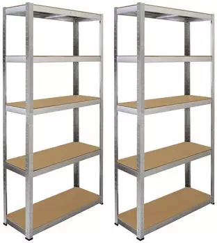 MonsterShop Galwix Regalböden verzinkter Stahl Silber 90cm (2er-Pack)