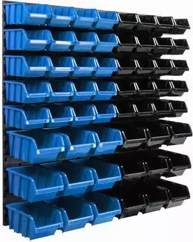 Botle Wandregal Schüttenregal 770x780mm 58 Stapelboxen (KOM-ITBNN400x4-MIX6-NIEB)