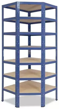 Shelfplaza HOME Eckregal 230x60x30cm 7 B&ouml;den 125kg Blau Metall (4223300617C)