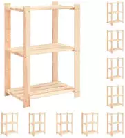 vidaXL Lagerregale 3 B&ouml;den 10 Stk. 60x38x90cm Massivholz Kiefer 150kg