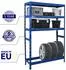 Proregal Tiger Reifenregal 180x120x40cm, 6 Reifen, 3 Ablagen, blau