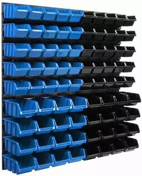 Botle Wandregal Schüttenregal 770x780mm, 90 Stapelboxen (KOM-ITBNN400x4-MIX5-NIEB)