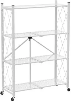 Proregal KLAP Klappregal mit Rollen, 4 B&ouml;den, wei&szlig;, 127x72x34cm (RST46-04)
