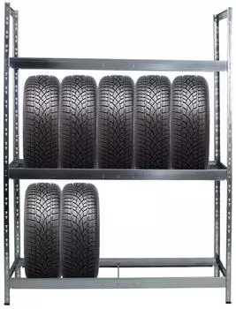 Proregal Tiger XL Reifenregal 3 Ebenen 300kg Fachlast verzinkt, 200x150x45cm (Tiger XL)