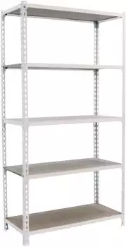 Simonrack Maderclick Metallregal 180x90x50cm, 5 Holzb&ouml;den, 150kg, wei&szlig;