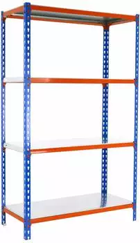Proregal Mid Metal Shark Schwerlastregal 150x90x40cm, blau-orange, 180kg Fachlast (PR_RS138-14)