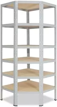 Shelfplaza OFFICE Eckregal 180x70x45cm, 6 B&ouml;den, lichtgrau, 145kg Traglast (41218450716C)