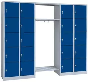 LÜLLMANN Schließfachgarderobe 20 Fächer, 1800x2400x500mm, lichtgrau/enzianblau (525551)