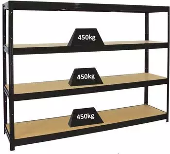 Proregal Dino Schwerlastregal 240x180x60cm 450kg schwarz, Stahl (RK7-27)