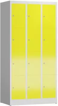 Steelboxx ClassiX Schließfachschrank 12 Fächer, Stahl, 180x90x50cm, lichtgrau/zinkgelb
