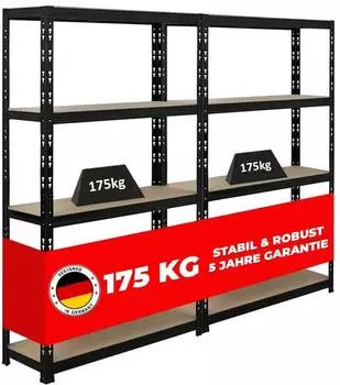 Proregal Apollo Schwerlastregal 150x90x30cm, Fachlast 175kg, schwarz (RT31-01)