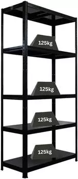 Proregal Ragnar Schwerlastregal 180x90x40cm, 5 Stahlplatten-Ebenen, schwarz (PR_RD1-18)