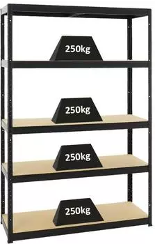 Proregal Big Elephant S Schwerlastregal 180x120x45cm, 250kg Fachlast, schwarz (RK2-03)