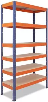 Shelfplaza PROFI Schwerlastregal 230x100x60cm, 6 Böden, blau-orange (51123601026)