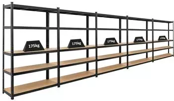 Proregal Schwerlastregal Ragnar 180x120x40cm, schwarz, 175kg Fachlast (MRD26-08)