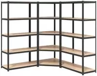 Schwerlastregale Mit 5 B&ouml;den 3 Stk. Grau Stahl & Holzwerkstoff Vidaxl