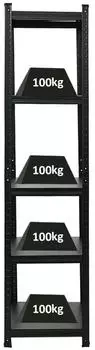 Proregal Ragnar Schwerlastregal 180x45x45cm, 100kg Fachlast, matt schwarz (PR_RD22-02)