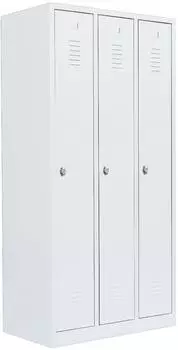 LÜLLMANN Spind 3 Abteile 180x88,5x50cm signalweiß Stahl (510137)