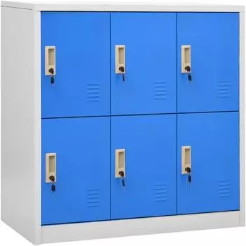 vidaXL Schlie&szlig;fachschr&auml;nke 2er-Set hellgrau/blau 90x45x92,5cm Stahl (3095232)