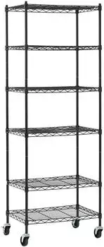 Proregal Hades Gitterregal mit Rollen, 6 B&ouml;den, 160x60x40cm, 75kg, schwarz (PR_RDS3-02)