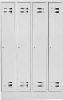 STIER Garderobenspind Premium mit Sockel, 4 Abteile, Zylinderschloss, lichtgrau (906477)