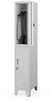 Jan Nowak BARTEK 1 Plus Garderobenschrank, Metall, grau, 2 Fächer (172x29x45cm)