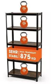 EASYmaxx Standregal Industrie-Design 180x90x40cm, 875kg Traglast, 5 Ablagen (15642)