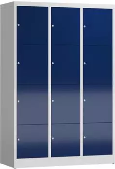 Steelboxx Schließfachschrank 12 Fächer, 1800x1185x500mm, lichtgrau/enzianblau