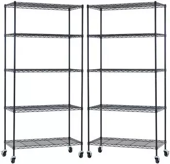Proregal Hades Gitterregal 2er-Set mit Rollen, 5 Böden, 180x90x40cm, 75kg, schwarz (MRDS2-05)