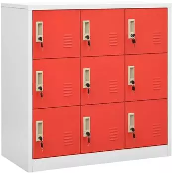 vidaXL Schließfachschränke 2er-Set hellgrau/rot 90x45x92,5cm Stahl (3095241)