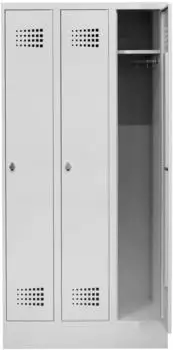 STIER Garderobenspind Premium mit Sockel, 3 Abteile, Drehriegel, lichtgrau (906479)
