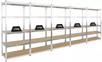 Proregal Schwerlastregal Giant Ragnar 5 Ebenen 200x100x50cm verzinkt, 5er-Set (MRD16-04)