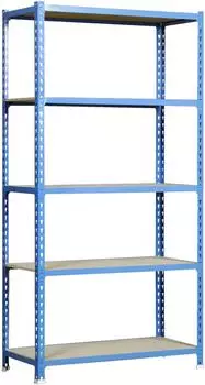 Simonrack Maderclick Metallregal 5 Holzb&ouml;den, 1800x900x500mm, 150kg, blau/holz (448100025189055)