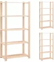 vidaXL Lagerregale 5 B&ouml;den 3 Stk. 80x38x170cm Massivholz Kiefer 250kg