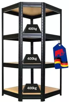 Proregal DINO Eckregal Metall, schwarz, 180x90x60cm, Fachlast 400kg (PR_RK17-01)
