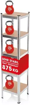 EASYmaxx Schwerlastregal 5 Ablagen, 40x40x180cm, 875kg (13584)