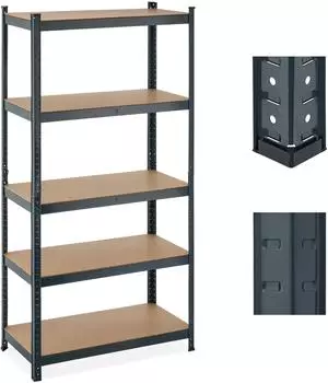 Relaxdays Schwerlastregal 5 Böden, Metall, anthrazit, 875kg Tragkraft