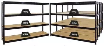 Proregal Dino Schwerlastregal 5-tlg. 180x240x60cm, 450kg Fachlast, schwarz (MRK32-08)