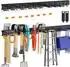 LuxusKollektion Verstellbarer Gerätehalter 4 Schienen, 12 Haken, 162,56cm, Aluminium/Stahl, schwarz