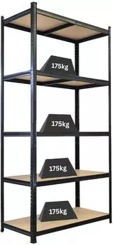 Proregal Giant Ragnar Schwerlastregal 5 MDF-Ebenen, 200x100x50cm, schwarz (PR_RD8-03)