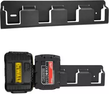 LuxusKollektion Wandhalterung f&uuml;r 4 Akkus, Stahl pulverbeschichtet, 18V/20V