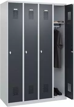 C+P Basis Plus Garderobenschrank 4 Abteile 1850x1200x500mm 7035/7016 (088055-40)