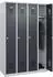 C+P Basis Plus Garderobenschrank 4 Abteile 1850x1200x500mm 7035/7016 (088055-40)