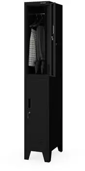 Jan Nowak BARTEK 1 Plus Spindschrank Metall, 1-türig, 2 Fächer, schwarz (172x29x45cm)