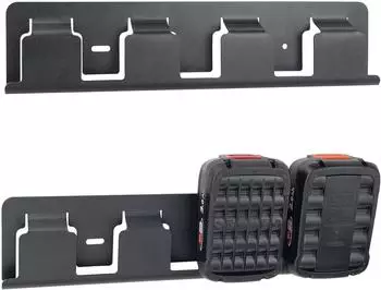 LuxusKollektion Werkzeughalter f&uuml;r 4 Akkus PBA 18V, Stahl pulverbeschichtet, Lochwand