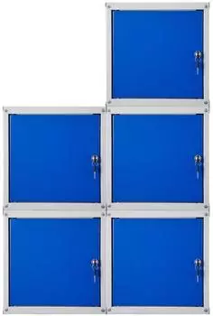 Proregal Schlie&szlig;fachw&uuml;rfel Cubic 5er-Set, grau-blau, Metall, 35x35x35cm (PR_MRT23-04)